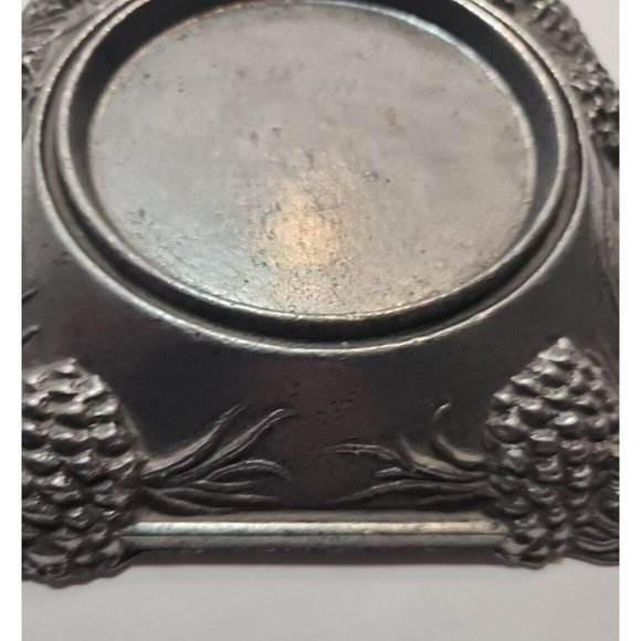 Vtg Carson Statesmetal Pewter Pine RIdge Med Piller Candle Holder 5.5" by 5.5" - Picture 5 of 13